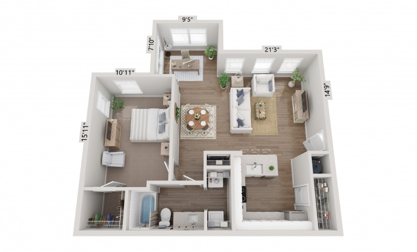 A2 one bedroom  Comal Crossing at Creekside apartment floor plan 