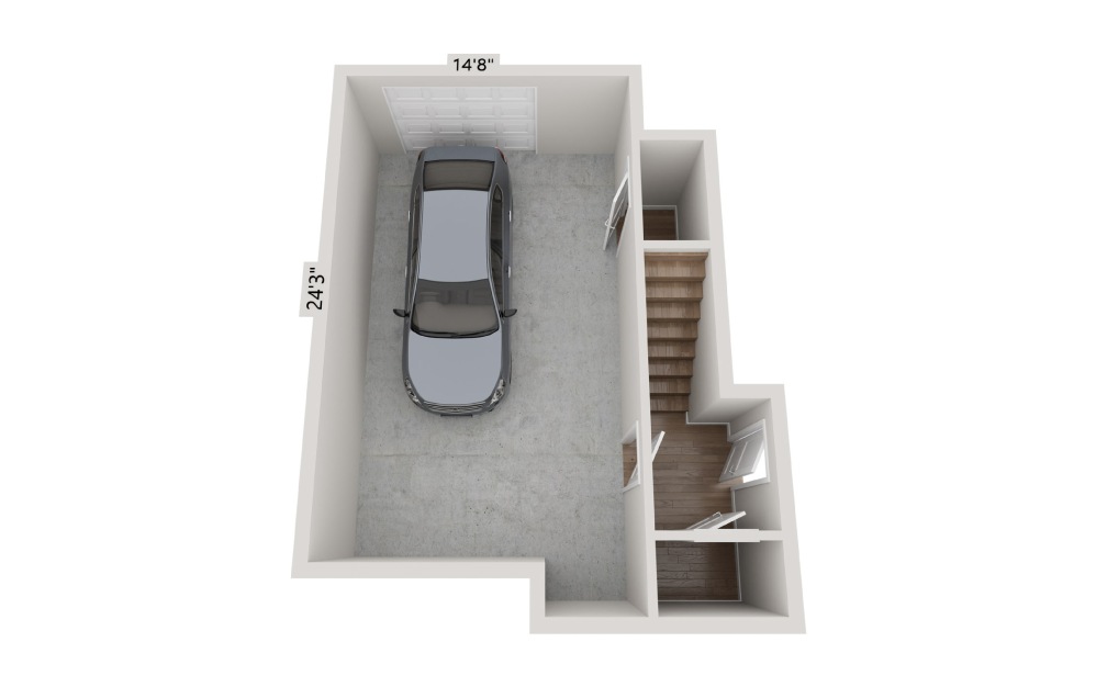 A3 Townhome - 1 bedroom floorplan layout with 1.5 bathroom and 958 square feet (Garage)