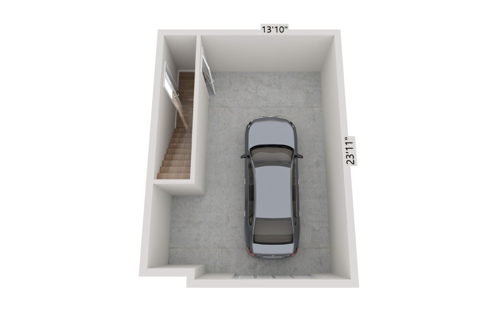 A4 Townhome - 1 bedroom floorplan layout with 1 bathroom and 966 square feet (Garage)
