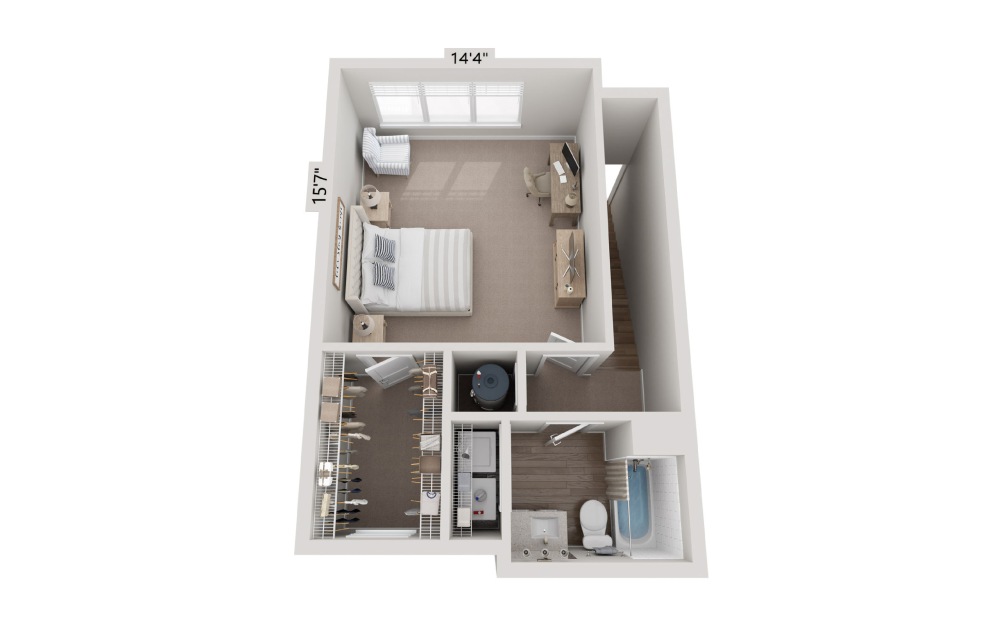 B3 Townhome - 2 bedroom floorplan layout with 2 bathrooms and 1246 square feet (Floor 2)